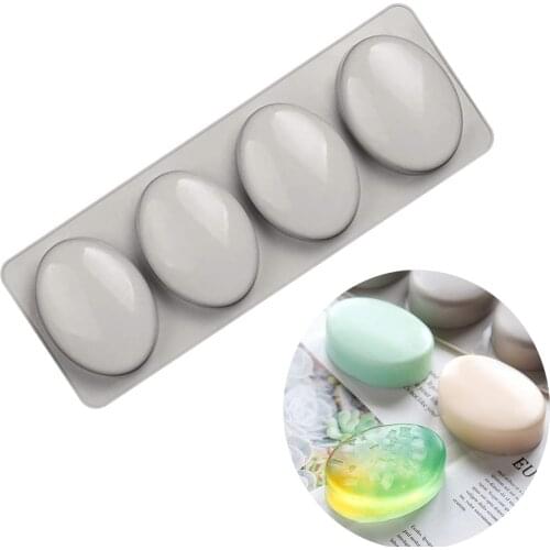 New 4 Cavity Ellipse Soap Silicone Mold for Making Soaps 3D Diy Handmade Mould Decoration Wax Candle Cake Tray Tools