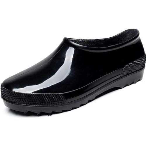 Autumn Fashion Men Rain Boots PVC Non-slip Shallow Rubber Shoes Waterproof Wear-resistant Water Shoes Casual Short Rainboots