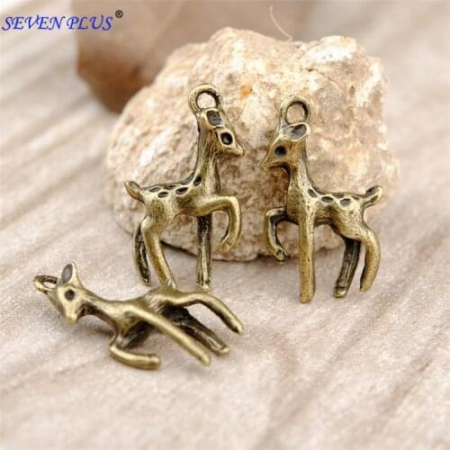 High Quality 20 Pieces/Lot 21mm*13mm Antique Bronze Plated Sika deer Charms