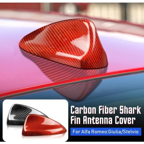 Real Carbon Fiber Shark Fin Antenna Radio Cover For Alfa Romeo Giulia/Stelvio 2017-2020
