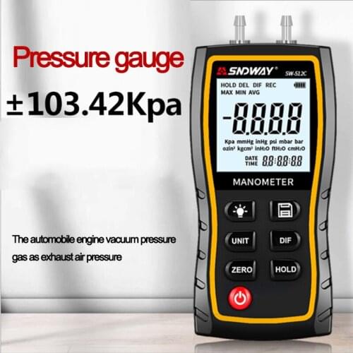SNDWAY Handheld LCD Digital Pressure Gauges Manometer Air Pressure Gauge Negative Vacuum Press Gauge Meter Monitoring Manometro