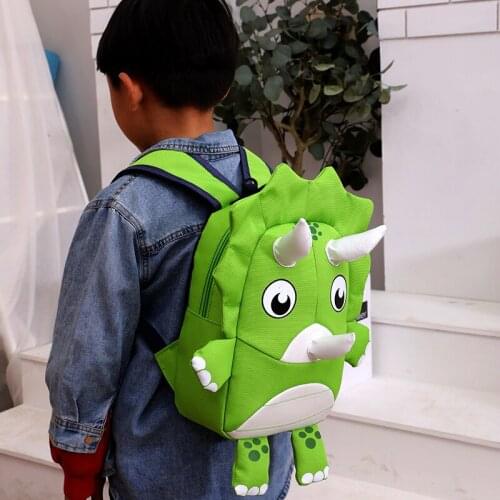 2021 Childrens Backpack with 3D Animal New School Bag Kindergarten Boys and Girls Cartoon Little Dinosaur Anti-lost Backpack