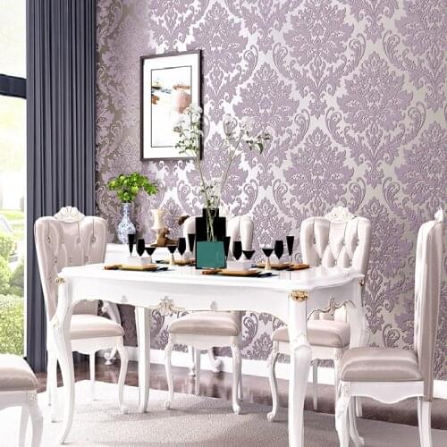 Grey Purple BrownWhite Embossed Damask Wallpaper Bedroom Living room Background Floral Pattern 3D Textured Wall Paper Home Decor