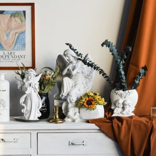 Resin Angel Girl Sculpture Nordic Creative Goddess Miniature Figurine Home Office Desktop Decoration Flowerpot Handicraft Statue