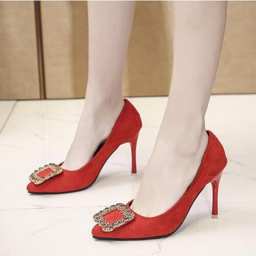 Fine With Single Shoes Black Elegant High Heels Plus Size Work Shoes Sexy Fashion Womens Shoes Career Office Shoes Pumps 43,44