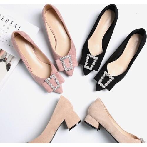 Rhinestone Heels Square Heel Wedding Shoes Valentine Shoes Dress Shoes Women Fetish High Heels Pumps Chaussure Mariage Femme
