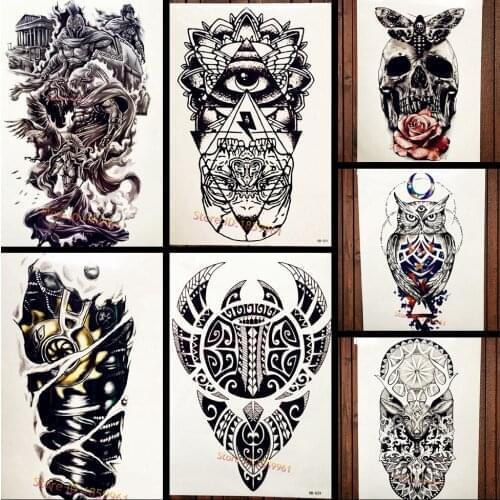 Reapers Scythe Totem Waterproof Black Temporary Tattoo For Men Body Art Large Arm Sleeve Tatoo Spray Tattoo Sticker Biohazard