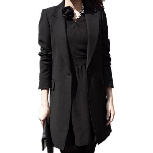 Women Blazers Elegatn Solid Black Jackets Single Button Casual Long Sleeve Blazer Mujer 2020 Spring Chaqueta Feminino