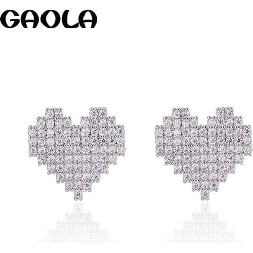GAOLA Love Fashion Earrings Micro-paved Shiny Cubic Zirconia Jewelry Earrings Ear Accessories for Girls E6428Y