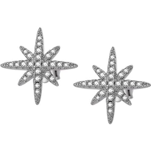 925 sterling silver fresh and exquisite rice word creative star inlaid with zircon crystal female earrings party ladies gift