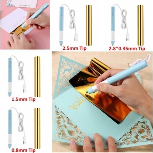 0.8/1.5/2.5/2.5*0.35 mm Tip Heat Foil Pen Lettering Calligraphy & Hot Stamping Foil Roll USB Powered DIY Foiling Project Tool