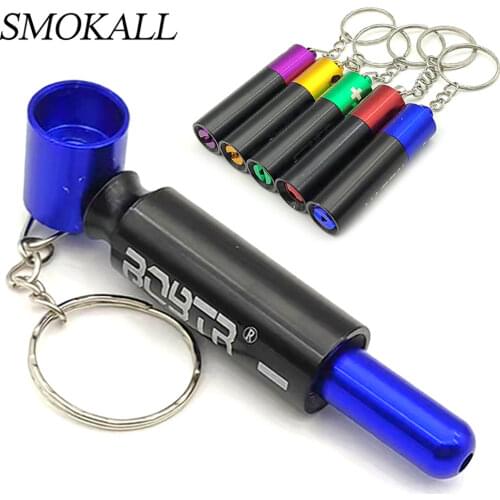 1Pcs Battery Shape Tobacco Pipe With Keychain Smoking Metal Pipes Herb Smoke Smoking Cigarette Accessories Pipas Fumar Hierba