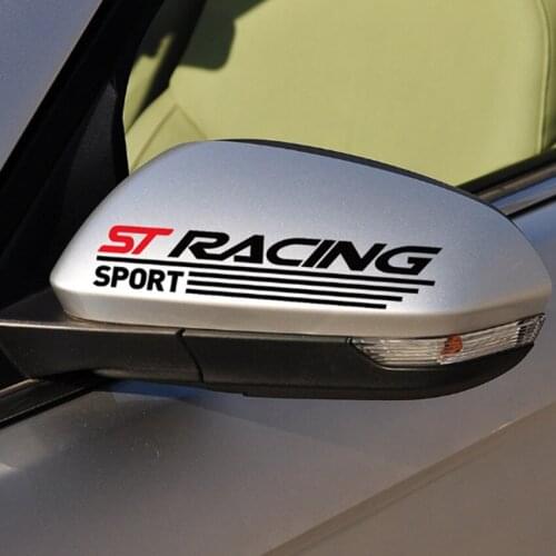2PCS ST RS Car Sports Racing Sticker Rearview Decal Styling For FORD FOCUS 2 3 Mondeo Fiesta Kuga MK Mustang F150 Accessories