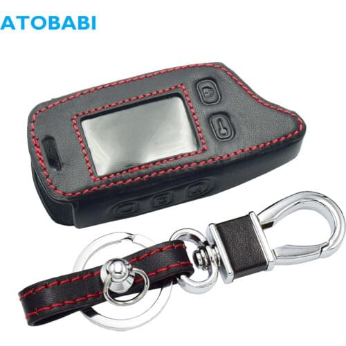 Leather Key Case For Tomahawk TW9010 TW9020 TW9030 2 Way Car Alarm TW 9010 9030 LCD Remote Control Fob Cover Keychain Protector
