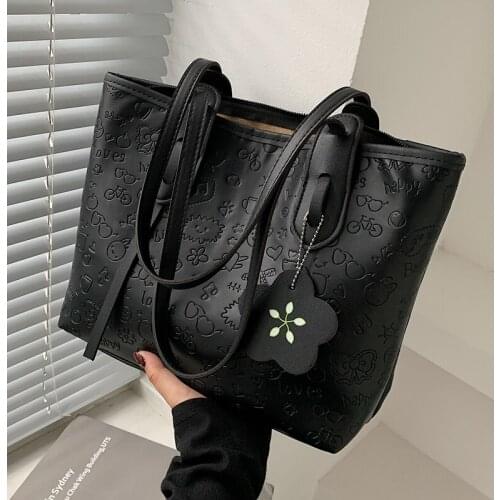Large Size Leather Tote Bags for Women Large Capacity Printing Design Shoulder Bags Casual Ladies Handbags Luxury Brand Bag Sac