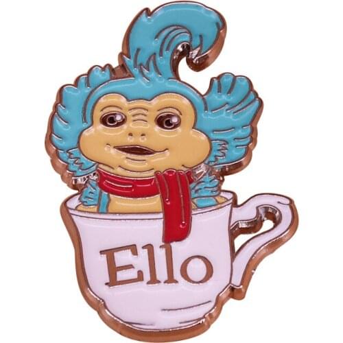 Ello Worm LabyrinthEnamel Pin worm in a teacup brooch