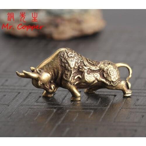 Brass Lucky Bullfighting Statue Home Decoration Ornaments Copper Animal Miniature Figurine Bring Wealth Office Desk Decor Crafts
