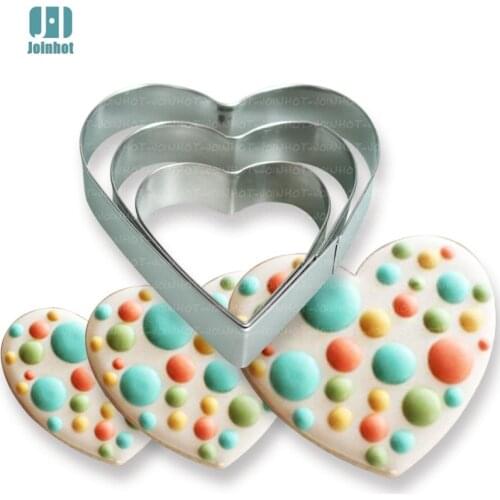 New Limited Cookie Cutter Set ! 3 pcs / set Heart Shape Stainless Steel Cookies Cutter Mold Cake Rice Molded
