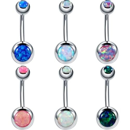 1PC Stainless Steel Navel Piercings Dangle Earrings 2021 Trend Double Gem Belly Button Rings Piercing Body Jewelry for Women