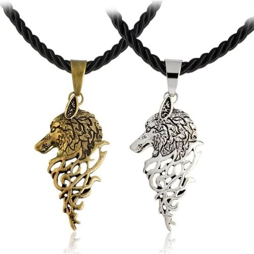 Viking Amulet Nordic Rune Odin Raven Wolf Head Pendant Necklace gift for her for women