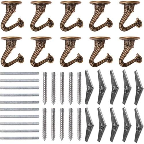 10 Sets Metal Ceiling Hooks, Heavy Duty Swag Hooks with Steel Screws/Bolts and Toggle Wings, Wall Hooks, Plant , KitchenHooks
