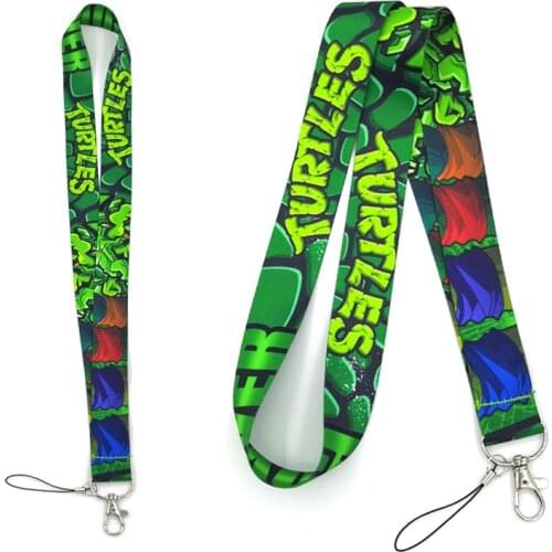 100Pcs Turtle Cartoon Pattern Neck Strap Lanyard For Keys Mobile Phone Straps Phone Case Name ID Card Badge Holder Webbing