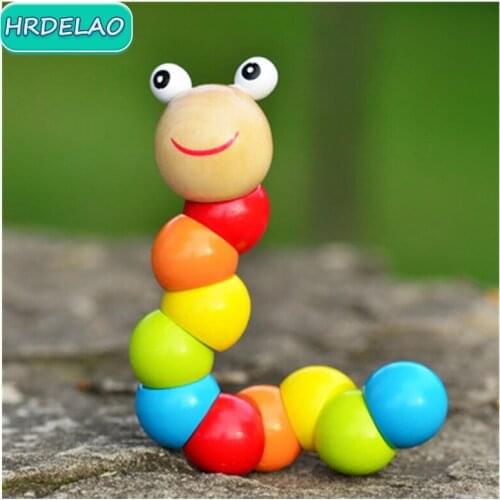 2021 Montessori Wooden animal Toy Preschool toys Rainbow Caterpillar Toy Preschool Toy Educational Brain Game Toy Children Gifts