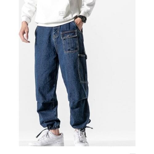 2021 Streetwear Hip Hop Mens Jeans Vintage Man Baggy Denim Pants Men Blue Jean Pants Trousers Plus Size