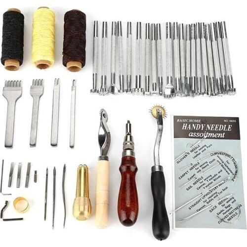 48Pcs/Set DIY Tools Handmade Device Leathercraft Artistic Handcraft Leather Suits Set Punch Supplies Edger Groover Trench Belt