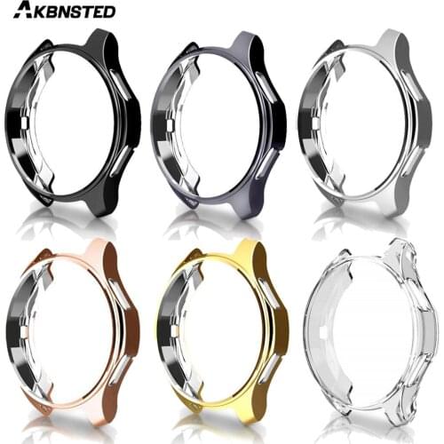 AKBNSTED Plating Silicone Protective Shell For Samsung Galaxy Watch 42mm 46mm Smart Watch Replacement TPU Watch Case Cover
