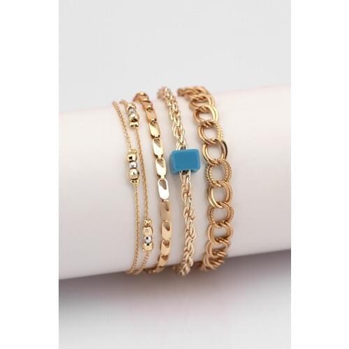 Sortie Accessories Blue Beaded 4'lü Kombin Bracelet 004