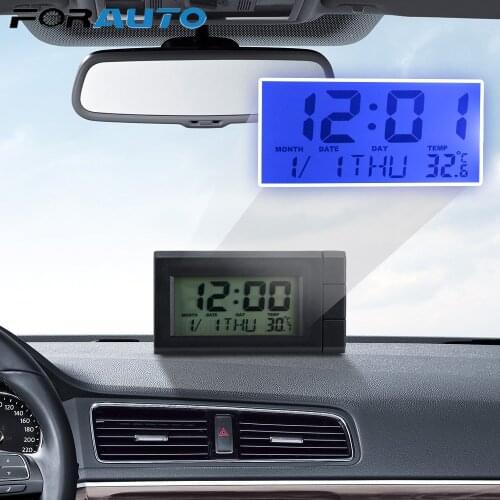 Auto Watch Thermometer Car Ornaments Self-Adhesive Temperature Display Electronic Clock Car LCD Digital Display Clock