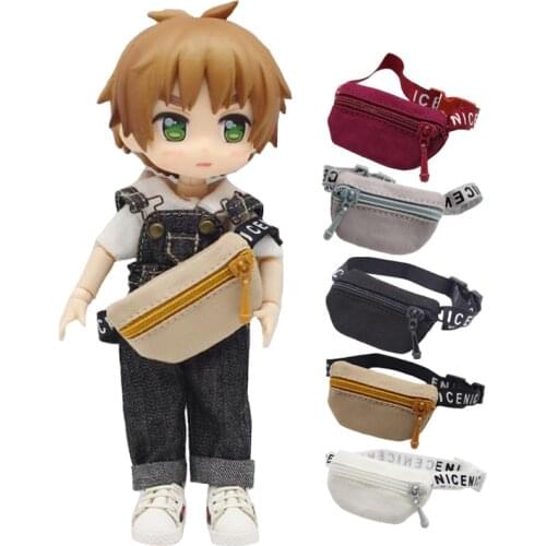 Black White BJD Dolls Bag Accessories Canvas Mini Shoulder Bags With zipper For 1/6 Barbies Blyth OB11 Dolls