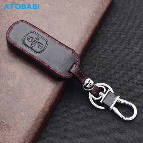 ATOBABI Leather Car Key Case For Mazda 3 6 CX5 CX-5 CX7 CX-7 Demio CX3 Axela 2 Buttons Smart Remote Control Fobs Protector Cover
