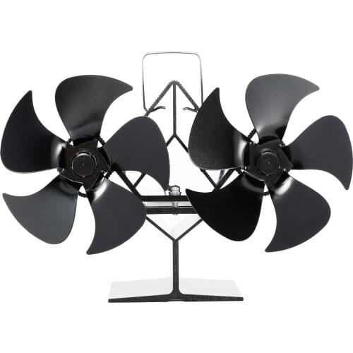 10-Blade Fireplace Fan Double-headed Silent Thermal Heating Heat Powered Stove Fan For Wood Heater Tool Heat Distribution