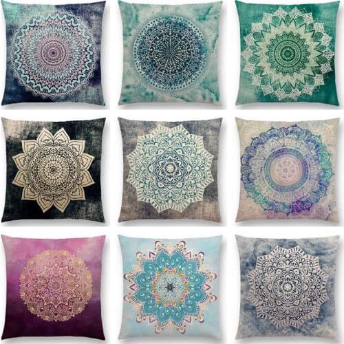 Hot Sale Dreamy Rainbow Boho Desert Flower Gorgeous Gold Mandalas Savanah Fantasy Serenity Prints Cushion Sofa Throw Pillow