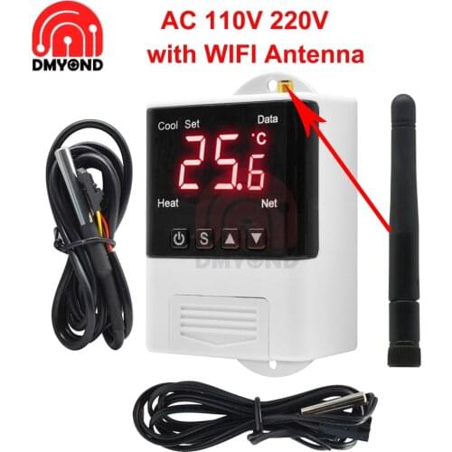 Hot Digital Thermostat for Incubator Temperature Controller Thermoregulator Heating Cooling 110V 220V with WIFI Function Antenna