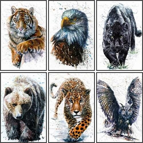 HUACAN Diy Diamond Painting Animal Leopard Diamond Embroidery Sale Eagle Rhinestones Mosaic Cross Stitch Decor For Home