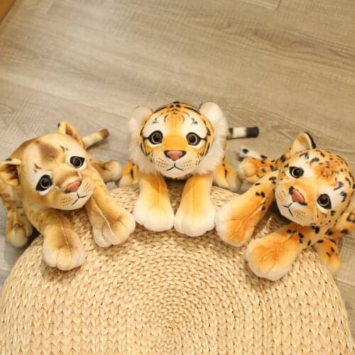 1pc 30CM Simulation Lion Tiger Leopard Plush Toys Home Decor Stuffed Real Life Animals Dolls Soft Pillow for Kids Boys Gift