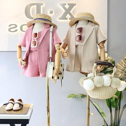Girls Baby Summer Fashion Clothes set Elegant 3PCS Suits(Jacket+Tops shirts+Shorts),2019 childrens clothing kids Handsome suits