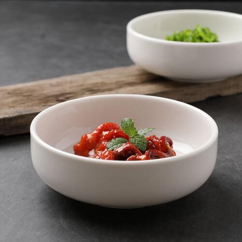 Korean kimchi bowl home dessert fruit salad bowl round short dish tableware Japanese style 5.25 inch porcelain rice bowl