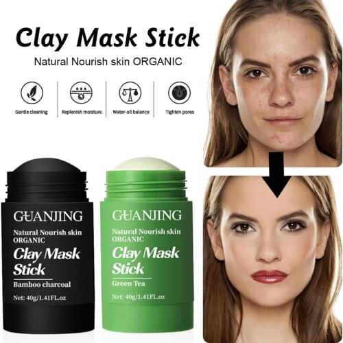 Green Tea/Bamboo Charcoal Clay Mask Stick Face Deep Pore Cleaning Oil Control Moisturize Skin for All Skin Types