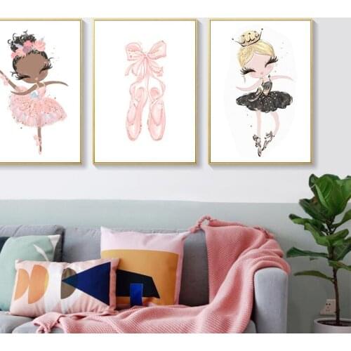 Lovely Cute Cartoon Princess Swan Dance Girls Childrens Room Decorative Painting Poster Wall Art Creative Picture