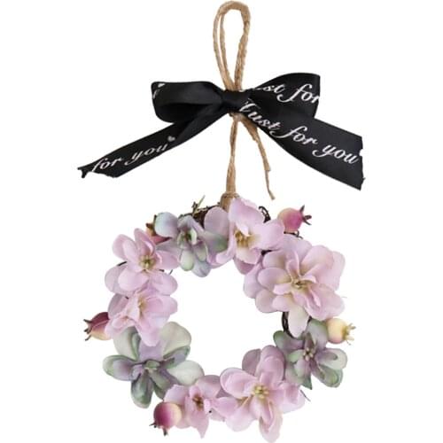 Mini Artificial Hydrangea Flower Wreath Door Spring For Front Wall Home Wedding