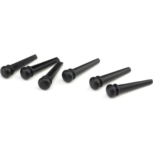 Musiclily Slotted Ebony Acoustic Guitar Bridge Pins, Black (6 Pieces)