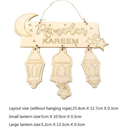 Eid Mubarak Muslim Islam Ramadan Decorations Hanging Lantern Pendant Plaque Sign Ornament DIY Wall Decor Party Supplies N58C