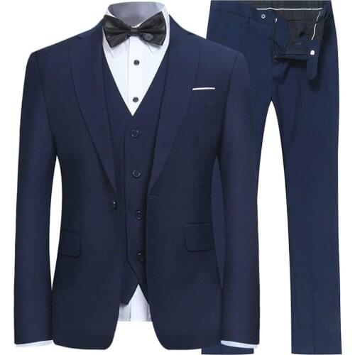 Mens Suits 3 Pieces Formal Business Mens Suit Groomsmen One Button Blazer Suit Jacket Vest&Pants
