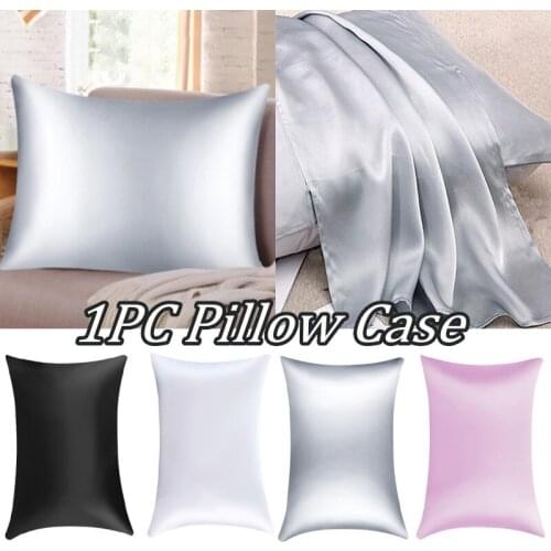 Emulation Silky Satin Pillowcase King Queen Size Home Hotel Comfortable Smooth Cushion Cover Pure Colors