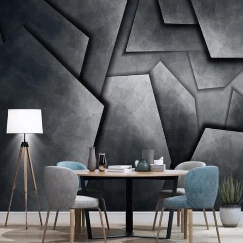 Custom mural wallpaper 3D Nordic creative 3D black and white geometric square TV sofa background wall decoration painting