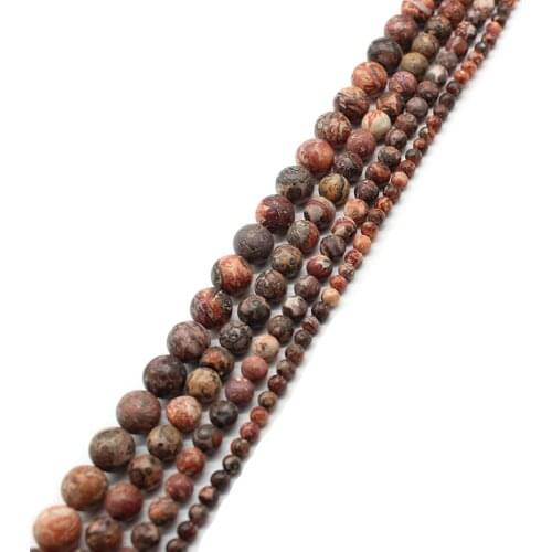 Natural Red Leopard Stone Beads Round Loose Spacer Beads 4/6/8/10/12MM Jewelry Making Accessories DIY Bracelet Necklace